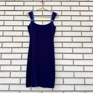 Onyx Nite Royal Blue Velvet Rhinestone Strap Sheath Dress Sz 8 Made in USA